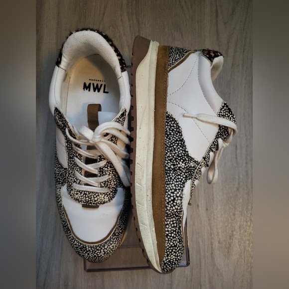 Madewell Kickoff Trainer Sneakers White, Black, Brown Calfhair 9.5 - Picture 2 of 14